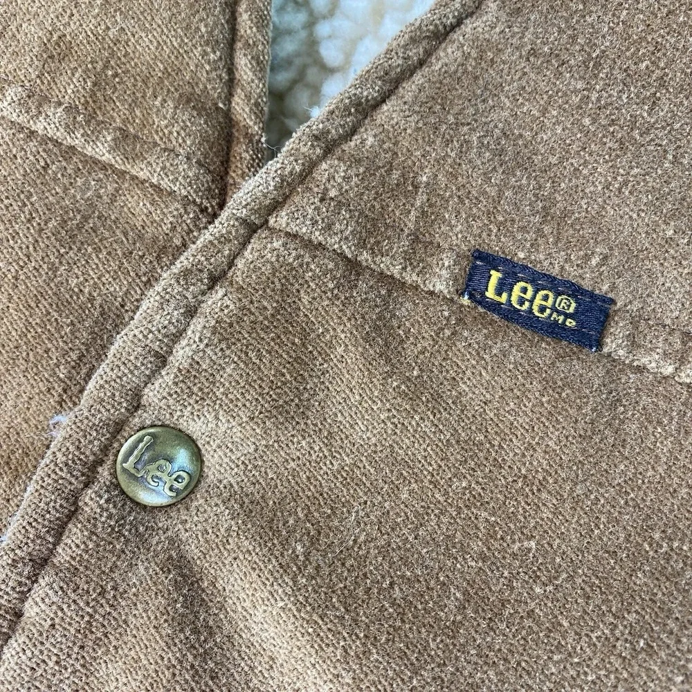 Vintage Lee Storm Rider Vest Mens Size L Brown Sherpa Lined Corduroy Made In USA